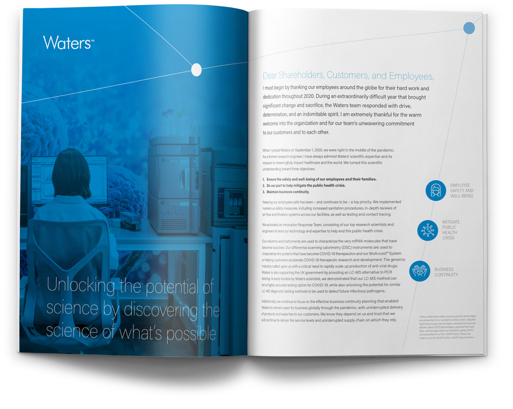 Waters Corporation Annual Report 2020 Inside Spread 1